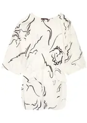 High Innocence Printed Satin top - White And Black - S (UK8-10 / S) S (UK8-10 / S)