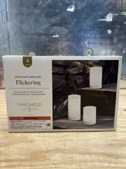 Threshold signature LED Pillar candles 3-piece and Remote Timers-New