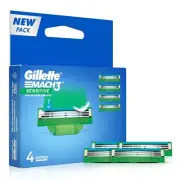 Gillette Mach 3 Sensitive Manual Shaving Razor Blades (4 Cartridge Pack)