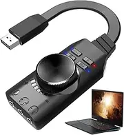 USB Audio Adapter - 3.5mm Sound Card, Portable USB Audio | Virtual 7.1 Surround Sound USB to Optical Audio Adapter with Volume Control, Driver USB Audio Interface for Headset, Headphone