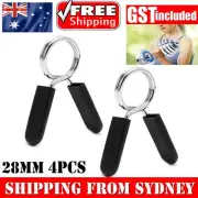 4PCS 28mm Barbell Bar Clamp Spring Collar Clips Gym Weight Dumbbell Lock Lift AU