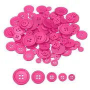 100 Pcs Resin Round Buttons, 4 Holes Sewing Snaps, Rose Red (Assorted Size)