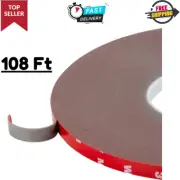 108 Ft Double Sided Tape,3m Mounting Adhesive Tape Heavy Duty, Foam Tape (Black)