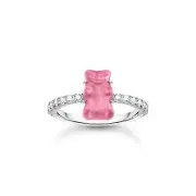 Genuine THOMAS SABO Australia Ring with pink mini Goldbear and stones silver