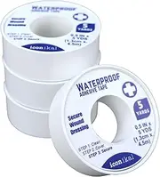 Iconikal First Aid Waterproof Adhesive Tape, 0.5 inch x 5 Yards, White, 6-Pack