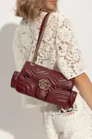 Gucci BURGUNDY Shoulder bag GG Marmont -New With Tags