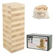 Tumble Tower Set, 54PCS Large Timber Game with Storage Bag, Wooden Stacking G...