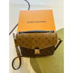 二手少用台灣新光三越購證LOUIS VUITTON 路易威登 LV 老花帆布 拼色 郵差包 M44876