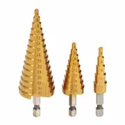 3Pcs 4-12/4-20/4-32Mm Step Drill Bit Set 1/4 Inch Hex Shank Hss