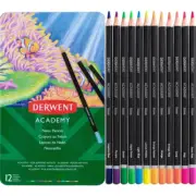 NEW 12x Derwent Academy Neon Coloured Pencils Tin Set