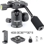 Tripod Ball Head with Handle, INNOREL D30 All Metal Panoramic arca pan Head with 1/4 to 3/8 Screw & Spirit Level & 2 Quick Release Plates & Phone Clip Max Load 10kg, for DSLR, Camcorder, Telescope
