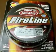 1 Berkley Fireline Original #30 LB 125 YD Braid Fishing Line SMOKE
