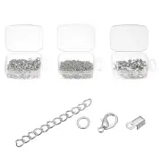 Fold Over Cord Ends with Lobster Claw Clasps, Extension Chains, Jump Rings