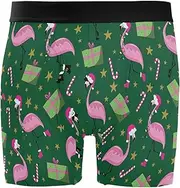 [ZZXXB] Xmas Flamingo Gift Mens Boxer Briefs Stretch Breathable Underwear Fly Front with Pouch S-XXL