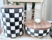 NEW TikTok Viral Black & White Canister 7.5” And Bowl W/Wooden Lid McKenzie Dupe