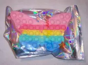 NEW Butterfly Silicone Child's Pop Push It Fidget Purse Bag &Strap NIP