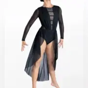 WEISSMAN Elite Dance maxi black dress Levitating D13002 IC- child 7/8 NEW