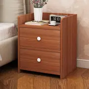 Bedside Table Bedroom Vintage Walnut Wood Grain with Tray and 2 Drawers