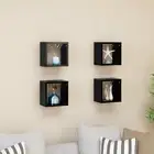 Wall Cube Shelves Set of 4 Black Decorative Storage Units 22x15x22 cm