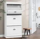 18 Pairs Shoe Cabinet Shoes Storage Organiser Shelves White Cupboard Slim Design