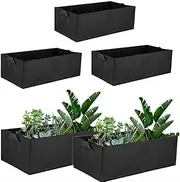 5 Pack Rectangular Garden Grow Bag Felt Planter Bags Square Planting Container Fabric Pots with Handles Outdoor Indoor Garden Growing Pot for Flowers Vegetables Tomatoes Potatoes 60 * 30 * 20cm Black