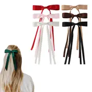 6Pcs Artificial Silky Satin Bow Hair Clips Ribbon Ponytail Holder Accessories for Women Girls Kids
