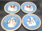 Debbie Mumm Snowman Sakura 8" Salad/Dessert Plates Set of 4 NIB