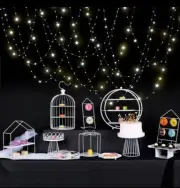 12pcs/set Display White/Gold Party Trays Cupcake Stand Crystal Cake Holder Plate
