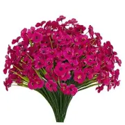 15 Bundles Artificial Flowers UV Resistant Outdoor Plants No Fade Faux Plastic
