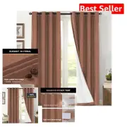 Heritage Linen Look Blackout Curtains - 108'' Panels with Anti-Rust Grommets