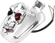 Indicators Flowing Turn Signal Black Chrome Motorcycle LED Rear Tail Light Brake Running Light Skull Style Universal Turn Signal Indicator(Chrome)