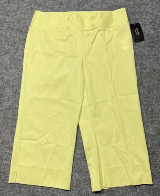 Nicole Miller Capri Pants Womens 12 Celadon Green Stretch Pockets Buttons New