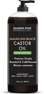 Majestic Pure Jamaican Black Castor Oil for Hair Growth & Natural Skin Care - Roasted & Cold-Pressed - Massage, Scalp, Hair and Nails - 473ml