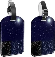 [WOSHJIUK] Luggage Tags,2 Pack Labels Suitcase Tags,Galaxy Starry Sky,Luggage Tags Privacy Protection Travel Bag Tag
