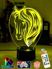 HORSE HEAD 3D LED Battery USB Night Light 7 Colour Changing Room Lamp