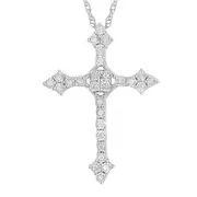 Brilliant Miracle Cross Necklace with 0.10ct Diamonds in Sterling Silver