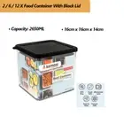 2 / 6 / 12 X Food Container Kitchen Pantry Rice Cereal Storage Container 2.65L