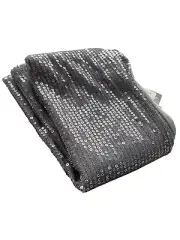 Sequin Scarf One Size Rectangle Neck Wrap Silver Gray Cozy Lightweight Disco NEW