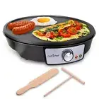 NutriChef Electric Griddle & Crepe Maker | Nonstick 12 Inch Hot Plate Cooktop...