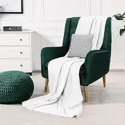 NY Threads Cotton Waffle Blanket 300 GSM Soft Lightweight Breathable Bed Throw Blanket Layering Any Bed for All Season (White, Throw 127x152 cm)