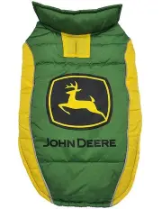 [John Deere] Adjustable Water-Resistant Dog Puffer Vest Large in Green