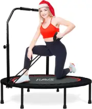 Mini Trampoline Indoor Exercise Fitness Rebounder w/Stretch Bands (Black)