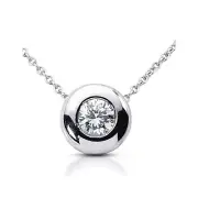 0.41ct J-SI1 Exc Round Cert. Diamond 18k Bezel Setting Single Stone Pendant 2.6g