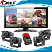 5 CH 10.36" IPS Quad Monitor DVR Backup camera For Truck Semi Box Bus RV Reverse