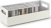 Stock Your Home CD Storage Box, Organizer Shelf for Movie Cases, DVDs, Cassette Tape Display Stand, Disc Holder Can Store Up to 40 CDs, Faux Leather (White)