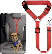 Pet Dog Cat Seat Belts, Car Headrest Restraint Adjustable Safety Leads Vehicle Seatbelt Harness (Red, 1 Pc)
