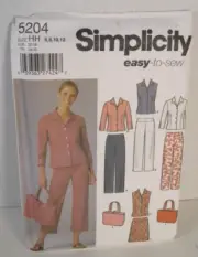 Simplicity Easy-To-Sew 5204 Pants, Skirt, Shirt & Bag Misses' 6-12 Pattern Uncut