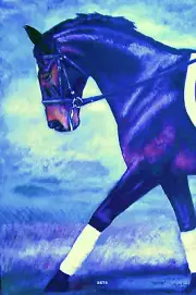 HORSE PRINT Giclee DRESSAGE Art CAPER by artist BETS 6 COLORS print size 14 X 19