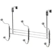 Basicwise Chrome 6 Hook Hanger Organizer, Hang Over The Door Kitchen Vanity T...