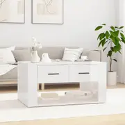 vidaXL Coffee Table High Gloss White 80x50x40 cm Engineered Wood